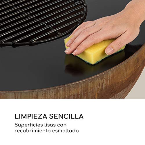 blumfeldt Heat Disc Plancha Circular con Parrilla - Diámetro de 57 cm, Plancha esmaltada, Parrilla de Acero, Superficies Lisas, Preparar Salchichas, filetes, brochetas de Verduras o Queso, Negro