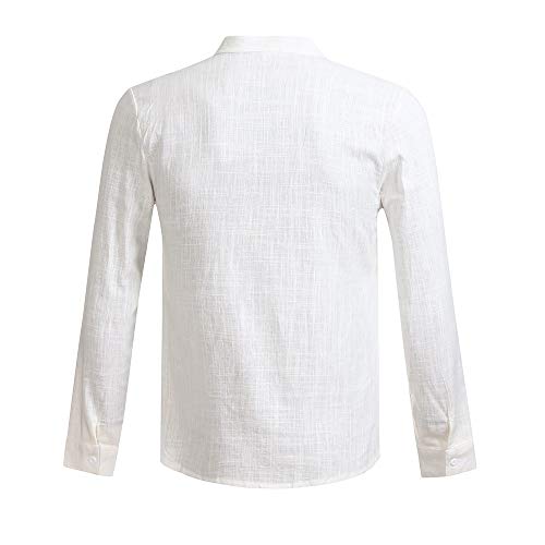 Blusa de Hombre BaZhaHei Camisetas de Hombre Abierta de Color sólido Lino Casual para Hombres del Camisas de Manga Larga para Hombre Polo con Cuello en V de Blusa de Hombre Ropa de Hombre