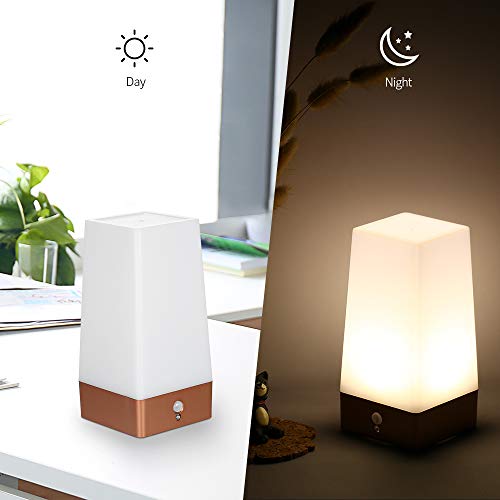 Blusea Luz de Nocturna LED,Luz de Noche con Sensor de Movimiento PIR de Escritorio con luz de Noche portátil con Pilas Lámpara de Noche para el Pasillo Cocina Dormitorio Baño Sala de Estar