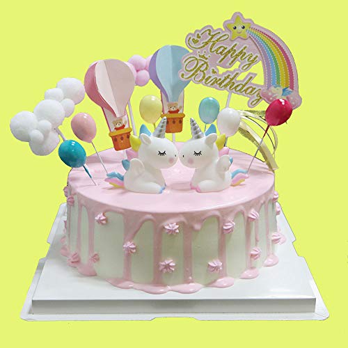 BluVast Cake Topper Unicornio, Decoraciones de Pasteles cumpleaños 13 Piezas para la Fiesta de la Fiesta de Bienvenida al bebé cumpleaños niñas Niños