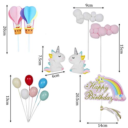 BluVast Cake Topper Unicornio, Decoraciones de Pasteles cumpleaños 13 Piezas para la Fiesta de la Fiesta de Bienvenida al bebé cumpleaños niñas Niños