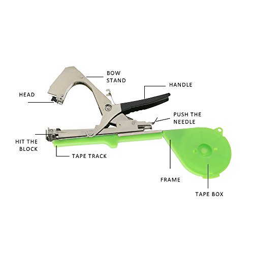 Bnice Máquina de atar a mano para maquinaria de encuadernación de horticultura, multifuncional, para material vegetal compuesto de acero inoxidable y plástico