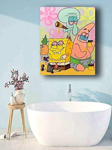 Bob Esponja Patrick and squidward High Abstract Canvas Wall Art On Canvas Abstract Artwork 61 x 91 cm