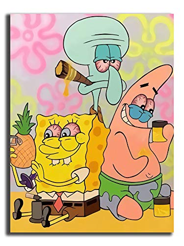 Bob Esponja Patrick and squidward High Abstract Canvas Wall Art On Canvas Abstract Artwork 61 x 91 cm