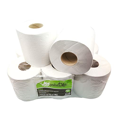 Bobina de papel ECOLÓGICO respetuoso con el medio ambiente, de gran calidad y doble capa. Pack de 6 bobinas.