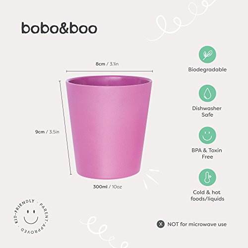 Bobo&Boo - Juego de 4 vasos de bambú para niños y bebés, colección Sunset