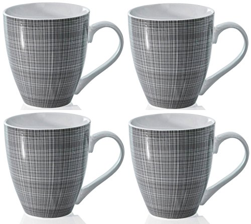 Boceto Conjunto de 4 Tazas Porcelana Extra Grande Café Sopa Caliente Cacao Tazas - Gris