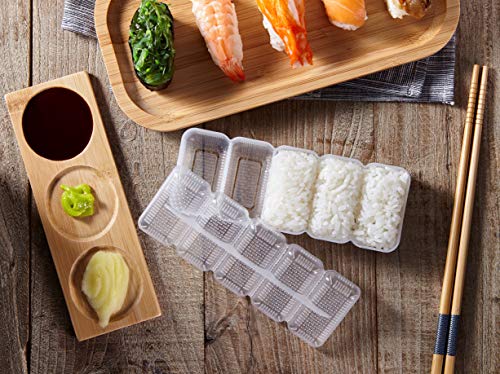 Bochee Juego de Sushi 14 Pcs, Kit para Hacer Sushi y Sushi Plato - Caja de Regalo, Tutoriales en Video y Ebook, 2 Esterillas para Sushi, Sushi Maker, Palillos x 5, Bandeja para Sushi, Plato, Paleta