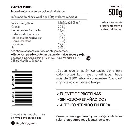 BODY GENIUS Pack Cacao Puro. Cacao Puro en Polvo + 2 x Cacao en Tableta + Nibs de Cacao. Sin Azúcar y Sin Edulcorantes. Vegano e Ideal para Cocinar con Chocolate. Hecho en España.