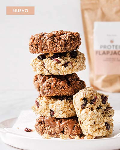 BODY GENIUS Protein Flapjacks (Avellana y chocolate chips). 500g. Preparado para barritas y galletas proteicas. Sin azúcares añadidos. Con Proteína. Snack Saludable. Hecho en España.