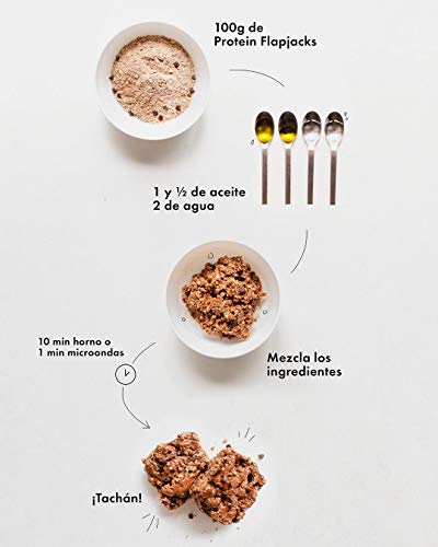 BODY GENIUS Protein Flapjacks (Avellana y chocolate chips). 500g. Preparado para barritas y galletas proteicas. Sin azúcares añadidos. Con Proteína. Snack Saludable. Hecho en España.