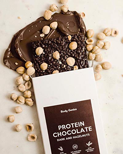 BODY GENIUS Tabletas chocolate Proteico. Pack 4 sabores. Sin Azúcar y Sin Edulcorantes Artificales. Alto en Proteína. Tamaño Familiar. Hecho en España. 4 x 150g