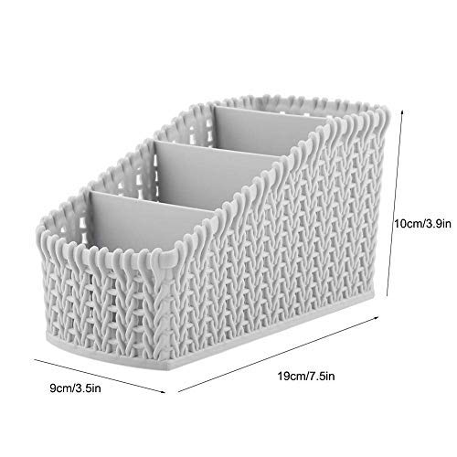 BOENTA Organizador de Maquillaje Tejido Cuadro Titular de Escritorio Caja de Almacenamiento Caja de Almacenamiento de Almohadilla de algodón Light Gray