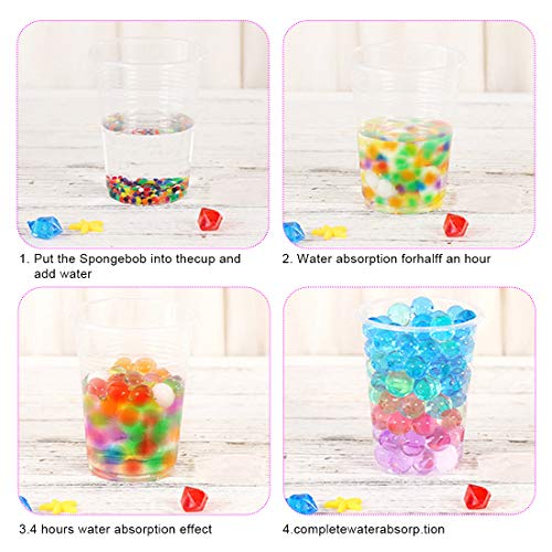 Bolas de Gel de Agua Colores, 50,000pcs Perlas Gel Decoración, Water Balls, Bolas Hidrogel para Plantas Flores Mezclados Cristalino Hidrogel Bolas de Agua Gelatina para El llenador del Florero