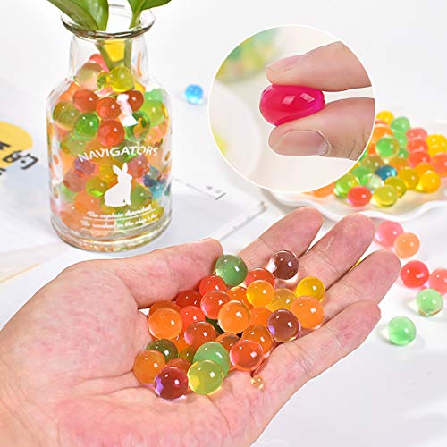 Bolas de Gel de Agua Colores, 50,000pcs Perlas Gel Decoración, Water Balls, Bolas Hidrogel para Plantas Flores Mezclados Cristalino Hidrogel Bolas de Agua Gelatina para El llenador del Florero