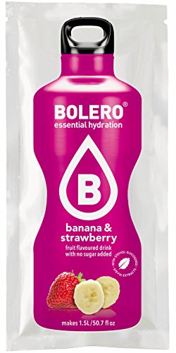 Bolero Bebida Instantánea sin Azúcar, Sabor Plátano y Fresa - Paquete de 24 x 9 gr - Total: 216 gr