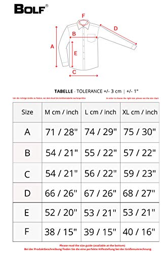 BOLF Hombre Camisa De Manga Larga Cuello Italiano Camisa de Algodón Slim fit Estilo Casual 5746-A Negro L [2B2]