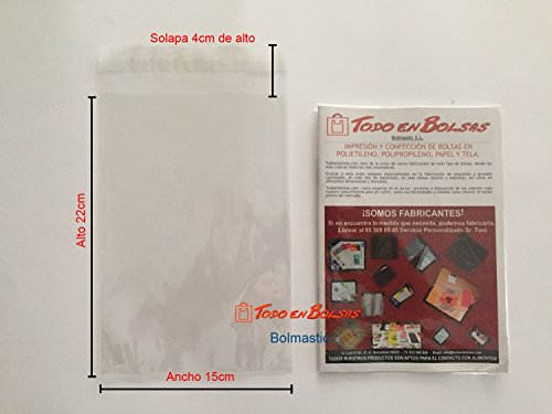 Bolmastic Bolsa de Polipropileno con Solapa Adhesiva de 15 x 22 cm (100 Unidades)