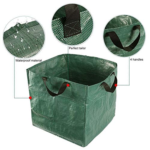 Bolsa de Basura de jardín de 125L Rechazo de Gran Capacidad Contenedor de Basura Contenedor de césped Reutilizable Hoja Planta Bolsas de Basura Basura Impermeable al Aire Libre