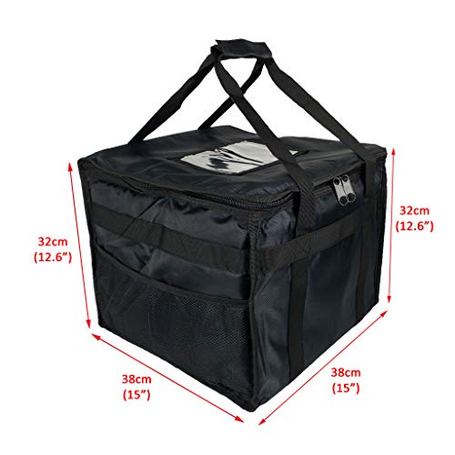 Bolsa de comida caliente para pizza, comida para llevar, restaurante, picnic, indio, chino, Kebabs, catering, bolsa de entrega, aislamiento térmico 38x38x32cm HFB45L - negro