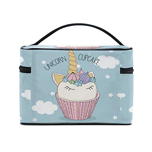 Bolsa de cosméticos para cupcakes, diseño de unicornio, portátil, organizador de gran capacidad para viajes, bolsa de almacenamiento para niñas y mujeres al aire libre