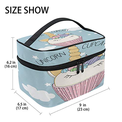 Bolsa de cosméticos para cupcakes, diseño de unicornio, portátil, organizador de gran capacidad para viajes, bolsa de almacenamiento para niñas y mujeres al aire libre