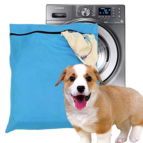 Bolsa de lavandería para mascotas, filtros azules, para el pelo de mascotas, bolsa de lavado para lavadora con cremallera YKK, para ropa de cama de mascotas, mantas, toallas (Jumbo)
