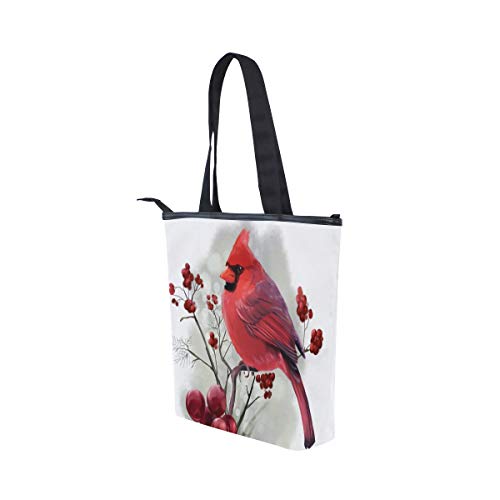 Bolsa de Lona para pájaros con diseño de Copo de Nieve y Bayas de Acebo, Reutilizable, Bolsa de Compras, para Mujeres y niñas, Bolsa de Hombro Informal para Gimnasio, Viajes, Estilo Chic