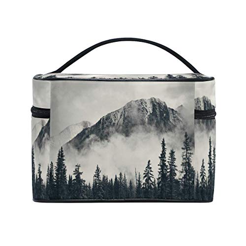 Bolsa de maquillaje, diseño abstracto de árbol bosque, estuche de viaje portátil con impresión grande, bolsa de cosméticos organizador compartimentos para niñas mujeres señora