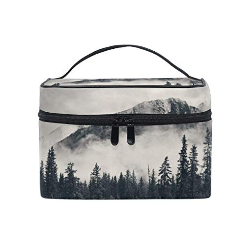 Bolsa de maquillaje, diseño abstracto de árbol bosque, estuche de viaje portátil con impresión grande, bolsa de cosméticos organizador compartimentos para niñas mujeres señora