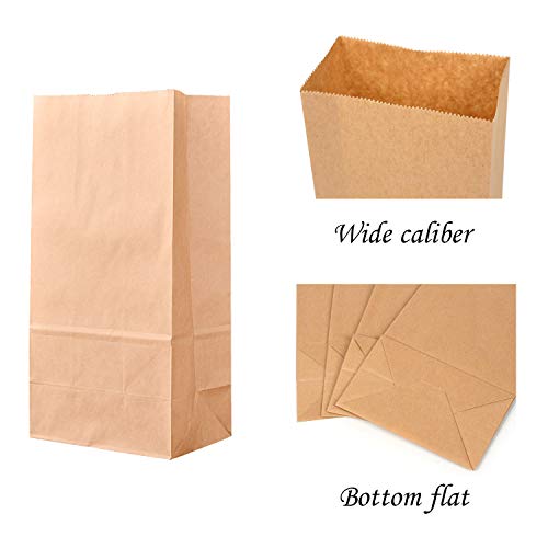 Bolsa de Papel Kraft Marrón,Bolsas de Regalo de Bricolaje Para Navidad/Bodas/Fiestas de Cumpleaños/Mercados/Cafeterías/Tiendas de Comida Para llevar 24x13x8cm 50PCS(70g/m2)