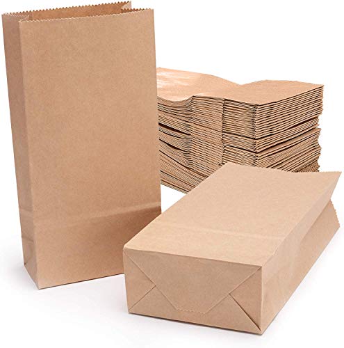 Bolsa de Papel Kraft Marrón,Bolsas de Regalo de Bricolaje Para Navidad/Bodas/Fiestas de Cumpleaños/Mercados/Cafeterías/Tiendas de Comida Para llevar 24x13x8cm 50PCS(70g/m2)