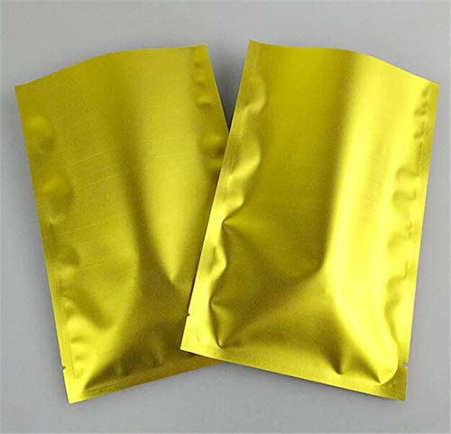 Bolsa de regalo, 14 x 20 cm, dorada de aluminio dorado, regalo para alimentos, joyas, muestra, embalaje con termosellado abierto, gold-6x9Cm-200Bags