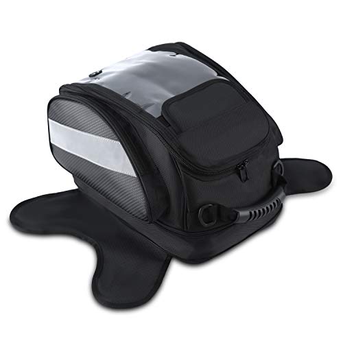 Bolsa Depósito Moto Bolsa de Tanque Motocicleta Magnética de Tela Oxford Impermeable Navegación Universal Negro (28L)