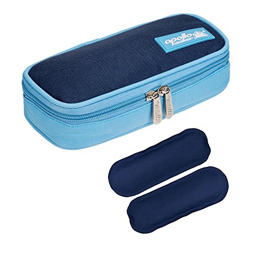 Bolsa diabética ONEGenug Enfriador de insulina Bolsa Bolsa de jeringas para la diabetes, insulina y medicamentos 20x4x9cm (azul + 2 Bolsas de hielo)