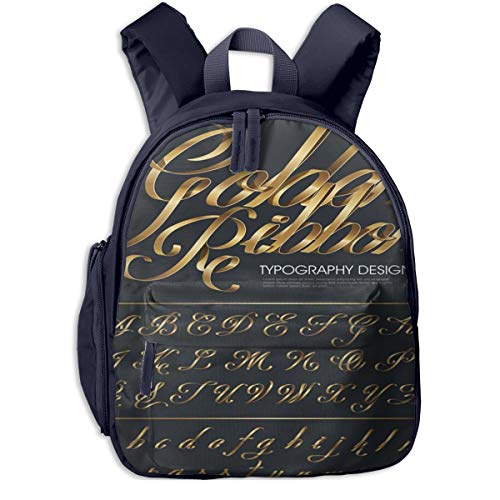 Bolsa La Escuela Mochila con Tipografía Carta Dorado Impermeable Mochilas para Niños Niñas