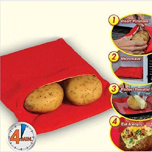 Bolsa microondas para asar patatas en 4 min mazorcas de maíz, pan del día anterior, y agregar condimentos a su gusto .Lavable y reutilizable de OPEN BUY