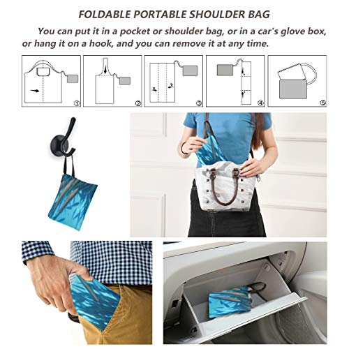 Bolsa plegable para compras, arrecife de coral, peces marinos, para comestibles, bolsa grande, reutilizable, para alimentos, almacenamiento, poliéster, bolsas de compras reutilizables, lavables, dur