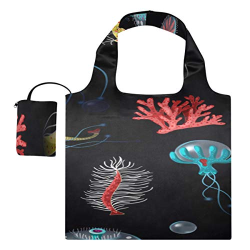 Bolsas De Almacenamiento De Lona Para Acuario De Medusas Peces Algas Marinas Bolsas De Hombro Bolsas Reutilizables Para Comestibles Bolsas De Compras Reutilizables De Poliéster, Lavables, Duraderas Y