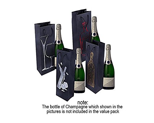 Bolsas de regalo para vino. Paquete de 12 bolsas de gran calidad para botellas de vino, licor, champán, color Todas las ocasiones - Negro 12-Pack