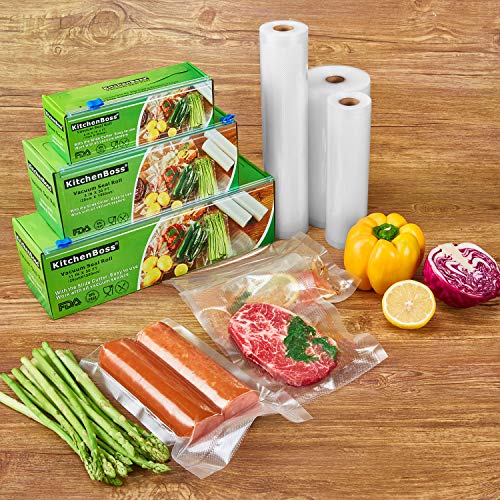 Bolsas de Vacio 3 Rolls 20x500cm con Caja de Corte (No Más Tijeras) para Almacenaje de Alimentos,Sous Vide Cocina, BPA Free