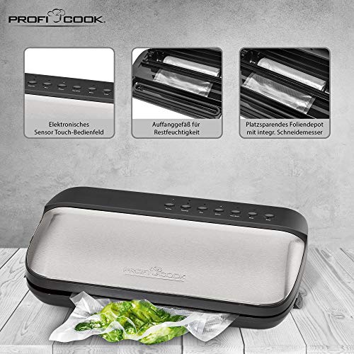 Bolsas de vacío ProfiCook VK 1015 Envasadora al vacío 8x länger frisch acero inoxidable