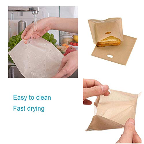 Bolsas para Tostadora, SenPuSi 10 Piezas Antiadherentes Toastabags Resistentes al Calor Reutilizables Bolsas de Sándwiches Pan Queso Tostadora Sin Gluten para Microondas, Horno, Tostadora