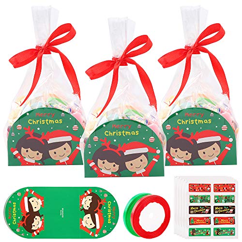 Bolsas Regalo Cumpleaños, 50 Pcs Bolsa de Caramero Galleta Piscolabis, Bolsas Plástico para Frutos Secos, Caramelos, Chocolate para Confeti de Aperitivos Fiesta Navidad Cumpleaños DIY Regalo Bolsa