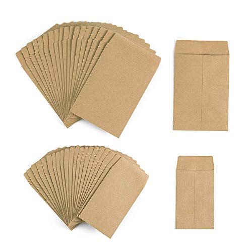 Bolsitas Bolsas Papel Kraft Pequeñas Estraza Marrón para Semillas Híbridas de Maíz Saco de Granja Caramelos Regalos Moneda, jardín y oficina (200pcs Marrón, 5.7 × 10 cm,8,5 × 12 cm )