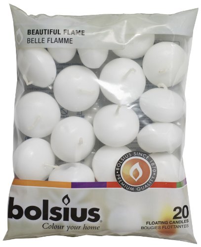 Bolsius Velas flotantes, 20 unidades, blanco,  4.5cm (L) x 4.5cm (W) x 3cm (H)