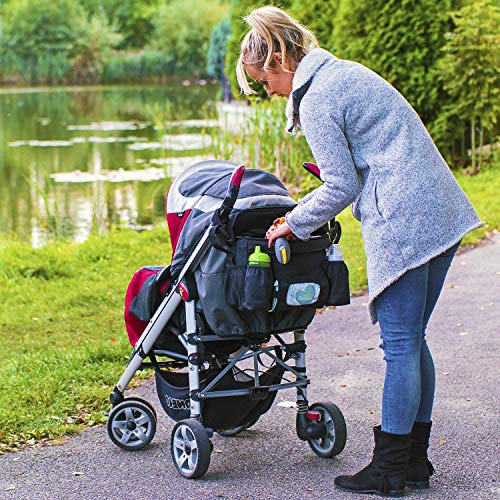 Bolso Carrito Bebé Universal Negro Térmico, Organizador Carro De Paseo Impermeable Multibolsillos, Bolsa De Pañales Para Cochecito Ligero, Bolsa Mamá Multifunción A Bandolera, Porta Objetos Para Bebés