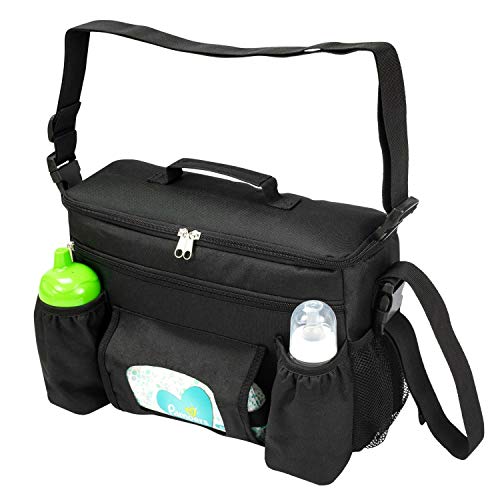 Bolso Carrito Bebé Universal Negro Térmico, Organizador Carro De Paseo Impermeable Multibolsillos, Bolsa De Pañales Para Cochecito Ligero, Bolsa Mamá Multifunción A Bandolera, Porta Objetos Para Bebés