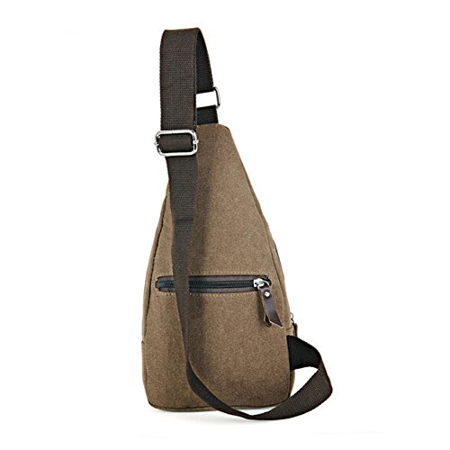 bolso del pecho - SODIAL(R) Bolso Mochila de Pecho del Hombro de la Lona de Viaje Deporte Ocio para Hombre, Cafe