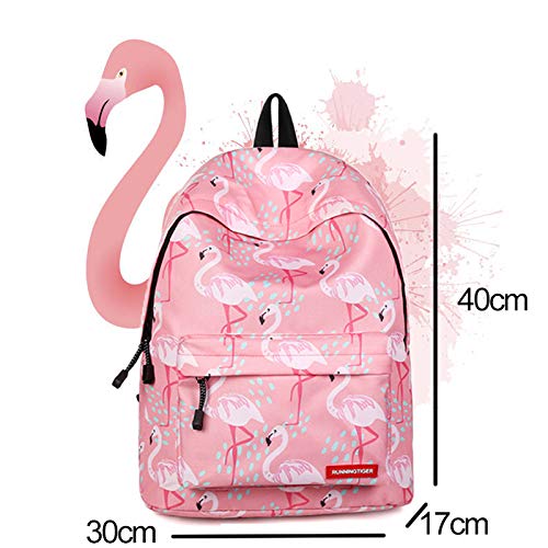 Bolso Femenino de Gran Capacidad del Adolescente del Bolso de la Historieta del Flamenco Dulce Bolsos de Escuela de la Capacidad para el Estudiante Universitario de Las Muchachas Mochila 5 17 Inches